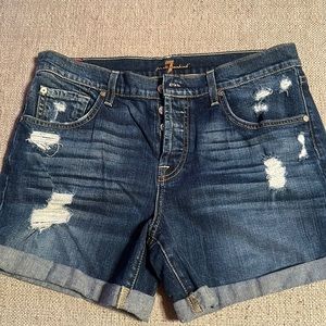 7 for all Mankind denim rolled cuffed  shorts EUC size 30